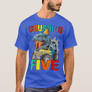 Crushing Five Birthday Monster Truck Dinosaur  T-Shirt
