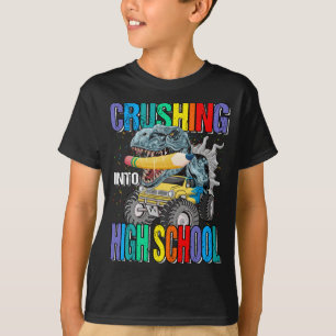 Crushing Into High School Monster Truck Dinosaur  T-Shirt