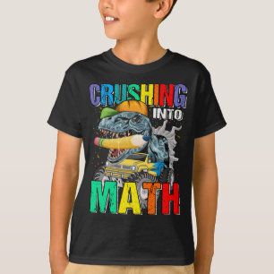 Crushing Into Math Monster Truck Dinosaur Boys T-Shirt