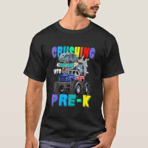 Crushing Into Pre K Monster Truck Dinosaur Boys T-Shirt