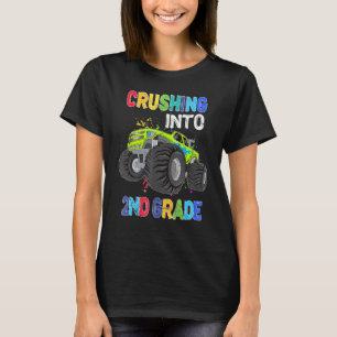 Crushing Into Second 2nd Grade Monster Truck Teach T-Shirt
