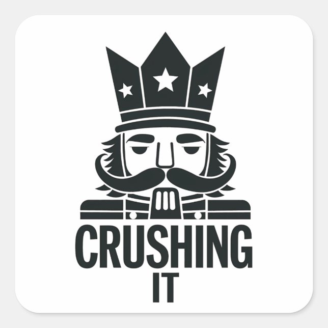 Crushing It Funny Christmas Nutcracker  Square Sticker (Front)