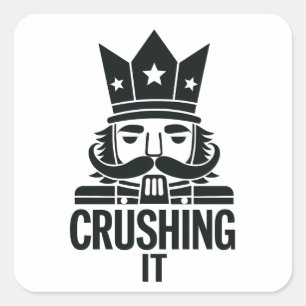 Crushing It Funny Christmas Nutcracker Square Sticker