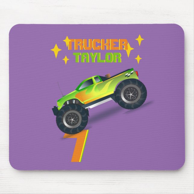 Crushing It MONSTER TRUCK Kids Birthday AGE NAME Mouse Mat (Front)