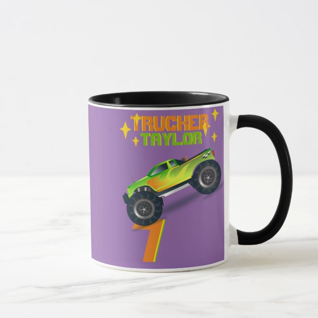 Crushing It MONSTER TRUCK Kids Birthday AGE NAME Mug (Right)