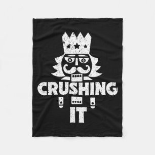 Crushing It Nutcracker Funny Retro Christmas Festi Fleece Blanket