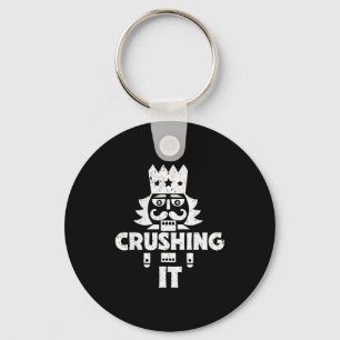 Crushing It Nutcracker Funny Retro Christmas Festi Key Ring