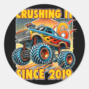 Crushing It Since 2019 Six 6 Years Old Boy 6th Bir Classic Round Sticker