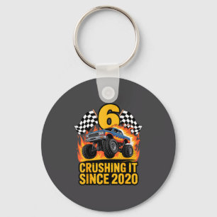 Crushing It Since 2020 Monster Truck 6 Year Old Bi Key Ring