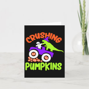 Crushing Pumpkins Lazy Halloween Costume Cute Dino Card
