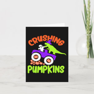 Crushing Pumpkins Lazy Halloween Costume Cute Dino Card