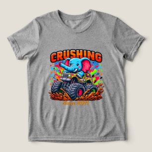 Crushing Since 2021 – Cute Elephant with Truck Tri-Blend Shirt
