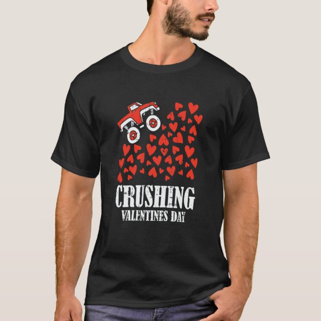 Crushing Valentines Day Cute Heart Riding Monster  T-Shirt (Front)