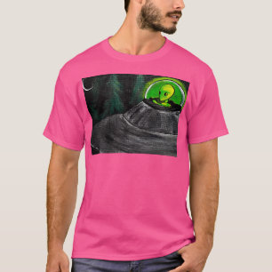 Crusin Acrylic Alien Ufo On Canvas T-Shirt