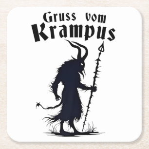 Cruss Vom Krampus Christmas Xmas Devil Spooky Square Paper Coaster