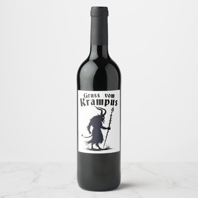 Cruss Vom Krampus Christmas Xmas Devil Spooky Wine Label (Front)