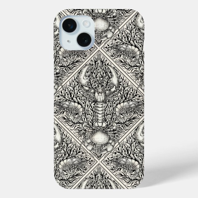 Crustacean in black and natural white Case-Mate iPhone case (Back)
