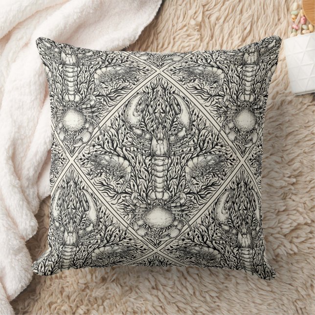 Crustacean in black and natural white cushion (Blanket)