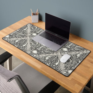 Crustacean in black and natural white desk mat