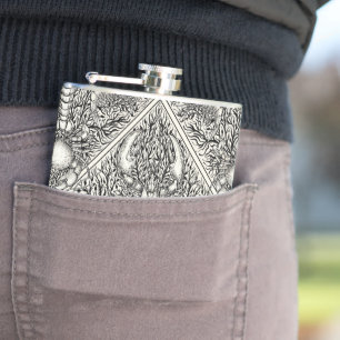 Crustacean in black and natural white hip flask