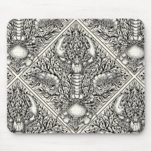 Crustacean in black and natural white mouse mat