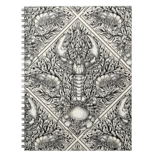 Crustacean in black and natural white notebook