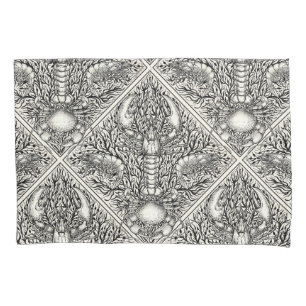 Crustacean in black and natural white pillowcase
