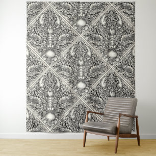Crustacean in black and natural white tapestry