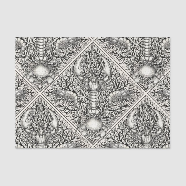 Crustacean in black and natural white tissue paper (Front)