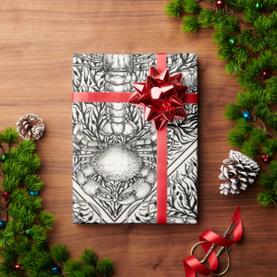 Crustacean in black and natural white wrapping paper