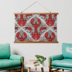 Crustacean in red, black and ivory hanging tapestry
