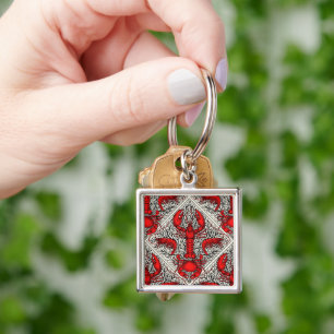 Crustacean in red, black and ivory key ring