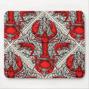 Crustacean in red, black and ivory mouse mat