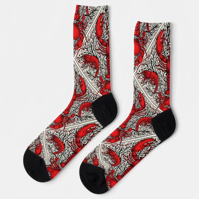 Crustacean in red, black and ivory socks (Left)