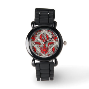 Crustacean in red, black and ivory watch