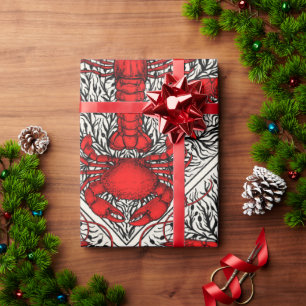 Crustacean in red, black and ivory wrapping paper