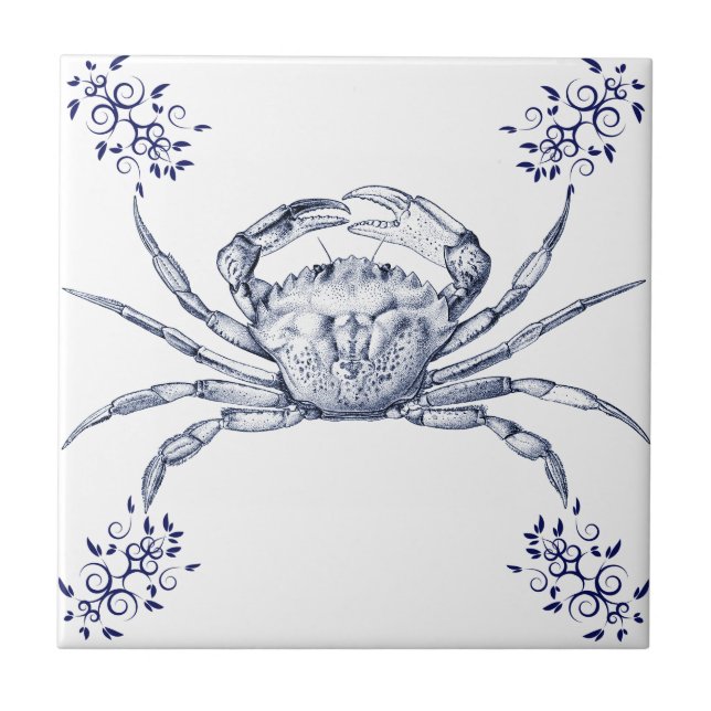 Crustaceans Ceramics ~ Green Crab Tile (Front)