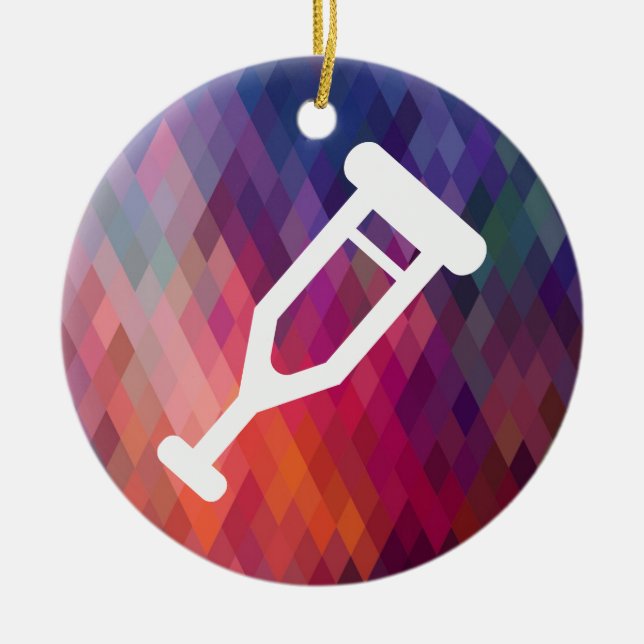 Crutch Legs Pictograph Ceramic Tree Decoration (Front)