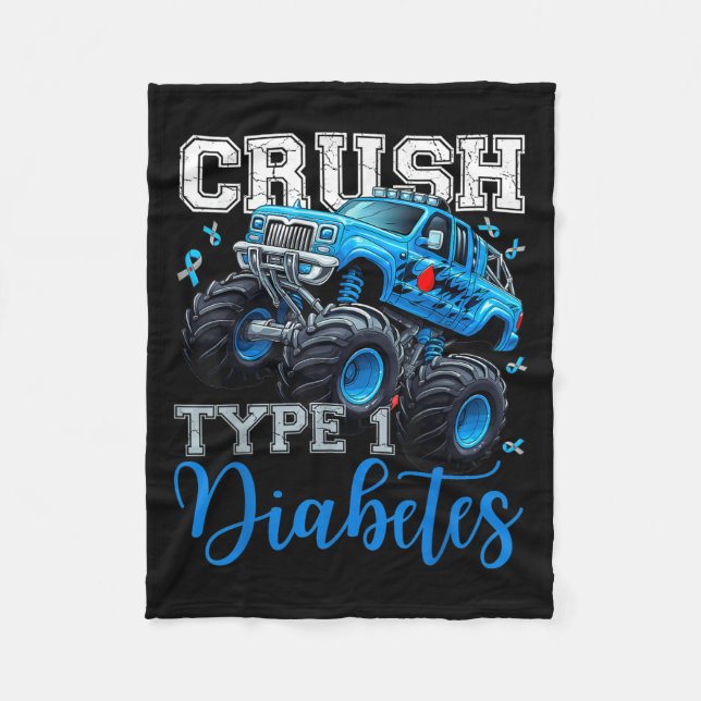 Cruype 1 Diabetes Awareness Warrior Monster Truck  Fleece Blanket (Front)
