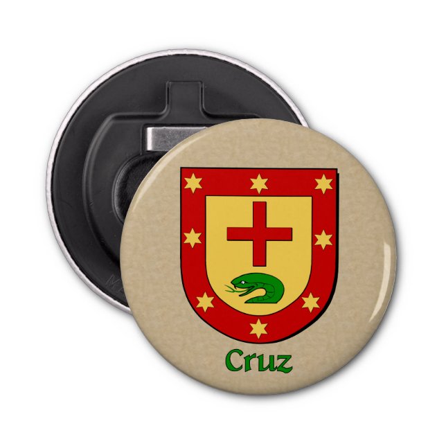Cruz Heraldic Arms on Parchment Style Back Bottle Opener (Front)