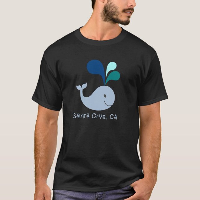 Cruz Santa California Cute Whale Lover Cartoon T-Shirt (Front)