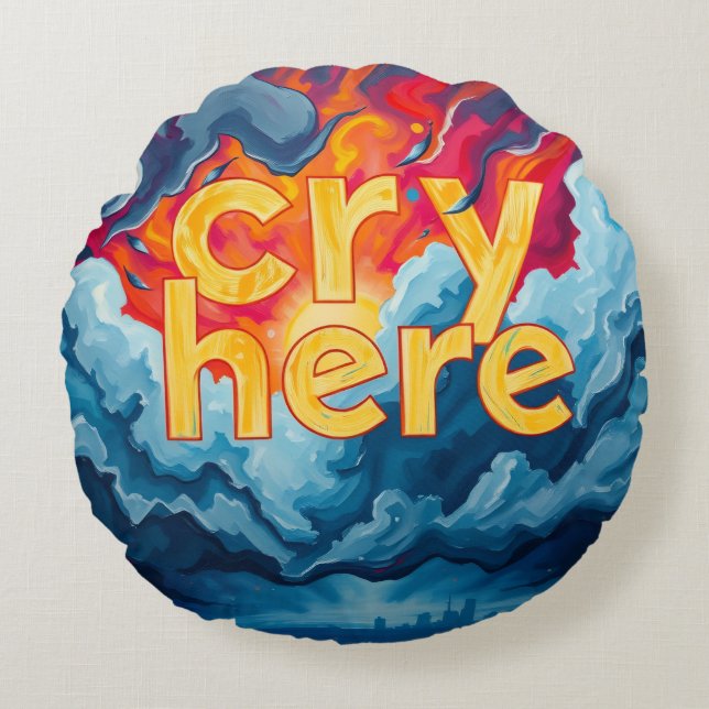 Cry here round cushion (Front)