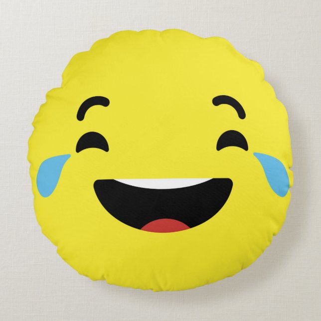 Cry Laughing Emoji Round Cushion (Front)