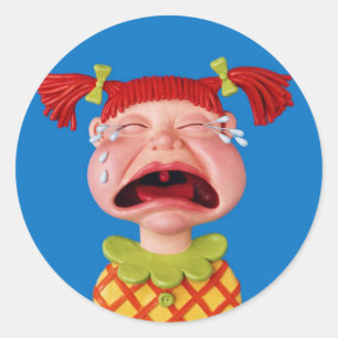 Cryin Girl Classic Round Sticker
