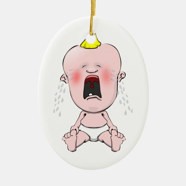 Crying Baby Ceramic Tree Decoration (Front)