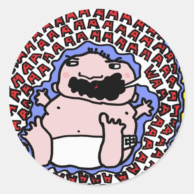 crying baby classic round sticker (Front)