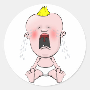 Crying Baby Classic Round Sticker