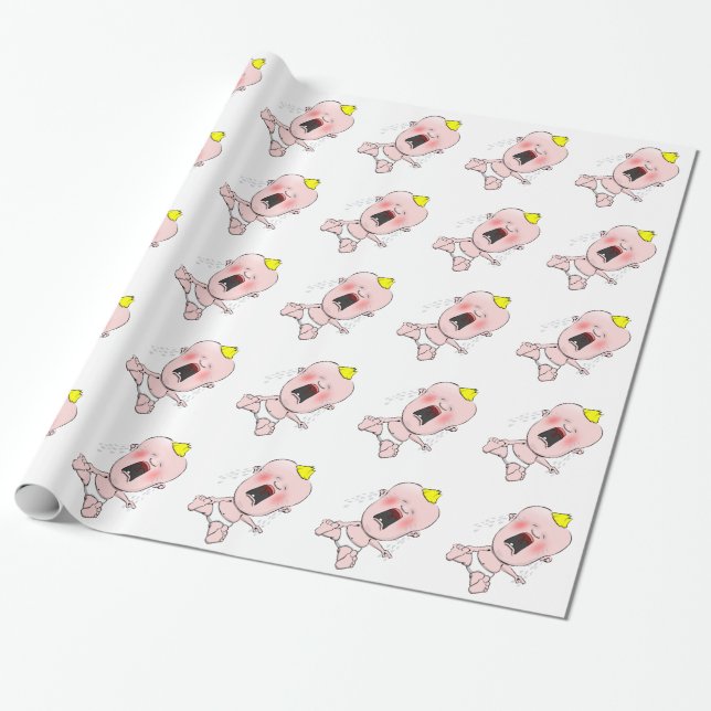 Crying Baby Wrapping Paper (Unrolled)