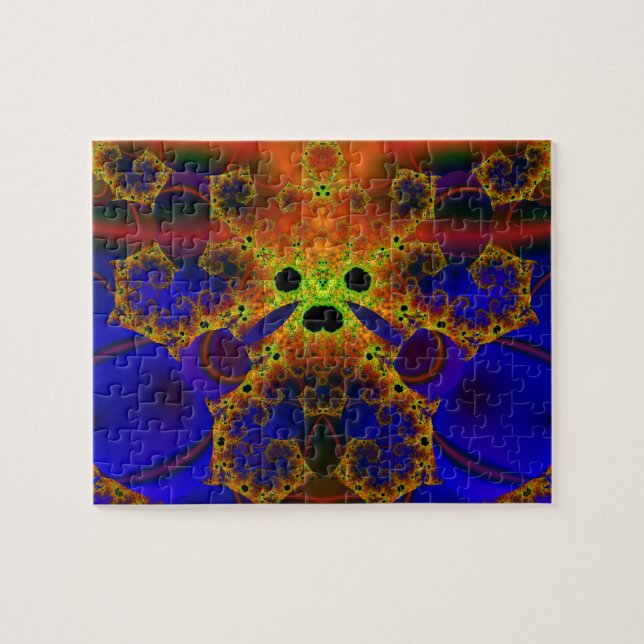 Crying | Blue and Yellow Fractal Art Jigsaw Puzzle (Horizontal)