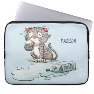 Crying Cat custom name & colour laptop sleeves